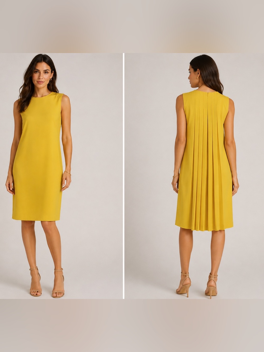 Escada Dehila Lemonade Dress Size 38/6 Yellow Classic Pleated Back Designer